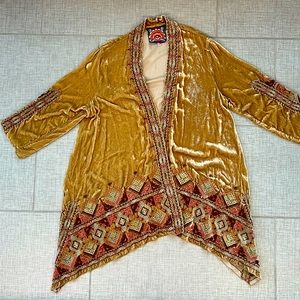 Velvet Draped Cardigan Kimono Style